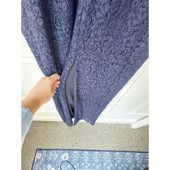 NWT Adriana Papel Long Sleeve Navy blue lace Maxi Dress size 6 - Picture 6 of 12